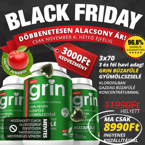 black friday grin búzafűlé gyümölcszselé