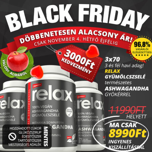 black friday Relax ashwagandha gyógynövényes gyümölcszselé gumicukor