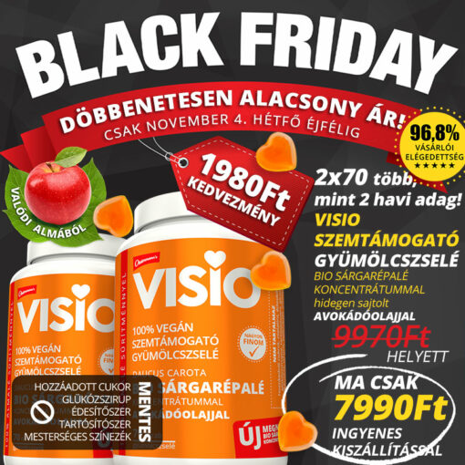 black friday visio szemvitamin gyümölcszselé sárgarépalé avokádó